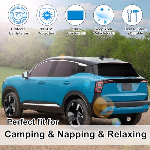 Window Shades for Nissan Kicks 2025 2026 Accessories Car Side Full Windows Rear Triangular Windshield Sun Shade Sun UV Rays & Privacy Protection for Camping 7PCS (7 Count)