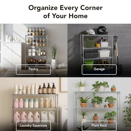 Heavy Duty 4 Tier Wire Shelving Unit Storage Rack