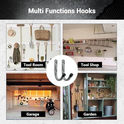 Garage Hooks 4 Inch Heavy Duty Steel J Hooks for Wall (12 Count)