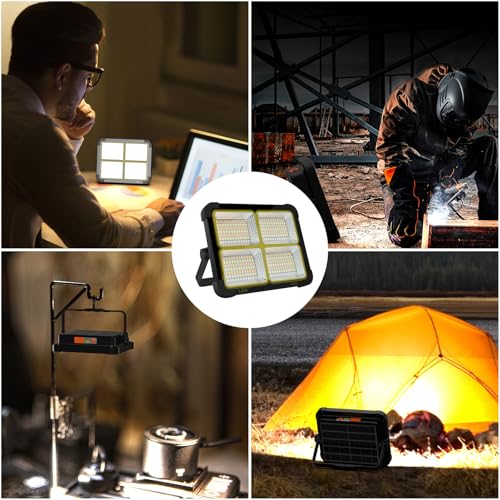 Portable LED Work Solar Light 100W 16500mAh 10000 LM with Stepless Brightness Job Site Battery Rechargeable LED Floor Light for Emergency Worklight for Hurricane