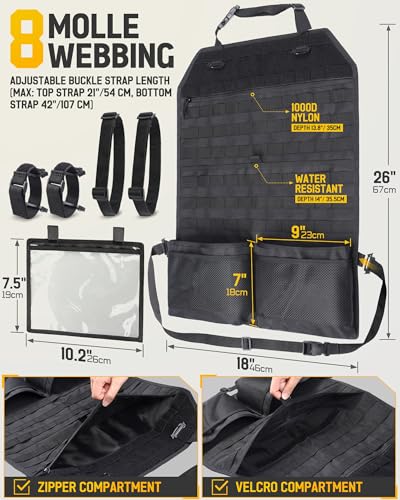 Molle Seat Back Car Organizer Fit Most Car F150 Jeeps Pickups Trucks