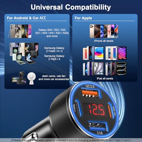 Car Charger for iPhone 17 16 15 Pro Max