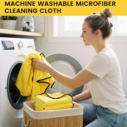 6 Pcs 36"x25" Yellow Microfiber Towels for Cars Drying Polishing (6 Count)
