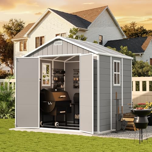 Resin Storage Shed 8 x 6 FT Plastic Outdoor Shed with Lockable Door