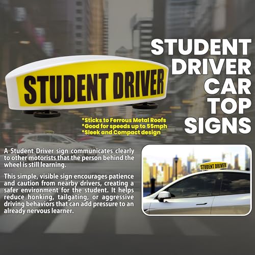 Student Driver Magnetic Sign for Car Top