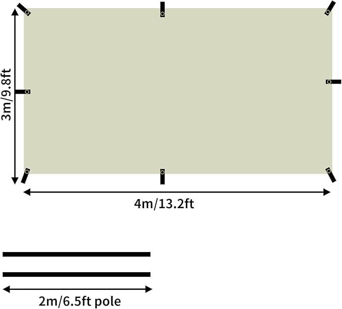 DANCHEL OUTDOOR Large Van Car Awning with Suction Cups, Needn't Roof Rack Mounting, Waterproof Vehicle Camper Awning Canopy Overland Camping, 13x9.8ft Khaki