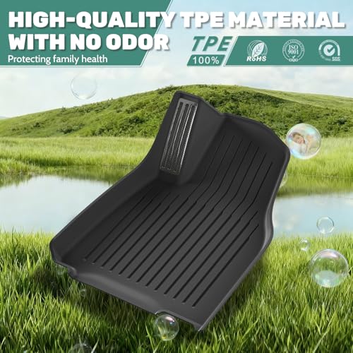 TPE Floor Mats fit for Tesla Model 3 Highland 2024 2025 2026 All Weather Cargo Liner and Cargo Trunk Mats Front Rear Cargo Mat Full Set