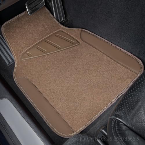 Beige Leather & Waterproof Car Carpet Floor Mats