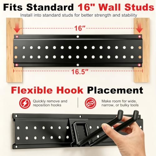 Garage Tool Organizer Wall Mount 66 inches with 13 Adjustable Heavy