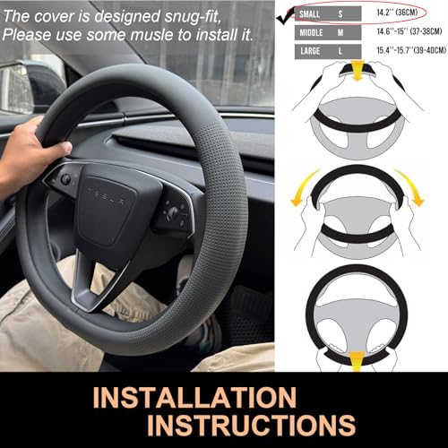 Nappa Leather Steering Wheel Cover for Tesla Model Y