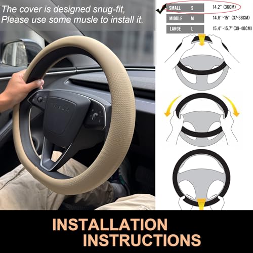 Nappa Leather Steering Wheel Cover for Tesla Model Y