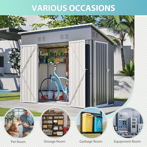 4' x 8' Metal Shed with Two Doors