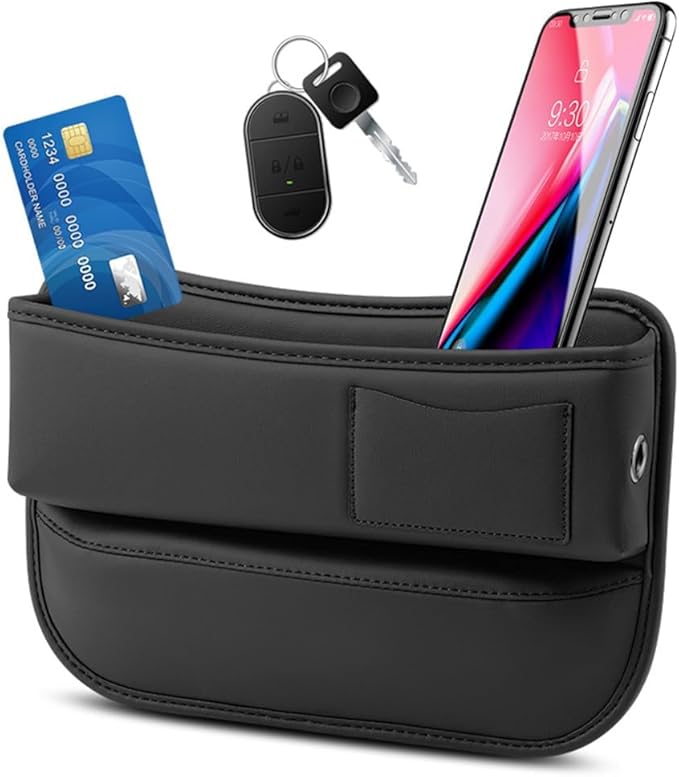 Universal Car Seat Gap Filler Organizer for Tesla Model 3/Model S/Model X/Model Y 2013-2025 Leather Console Gap Bag Organiser Adjustable Front Seat Storage Box Interior,Normal-Red