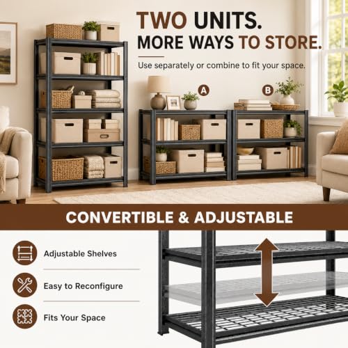 Heavy Duty Metal Bookshelf Adjustable Storage Shelving Unit for Home Office