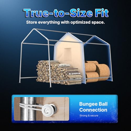 8x14 ft Steel Metal Peak Roof Portable Garage Shelter Storage Shed Carport for Motorcycle
