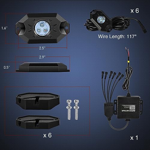 RGB LED Rock Lights Kit 6 Pods Underglow Multicolor Neon Pod