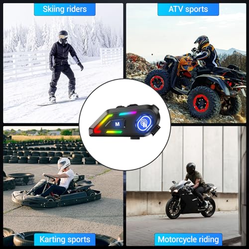 Helmet Bluetooth Headset with RGB Lights for Riders
