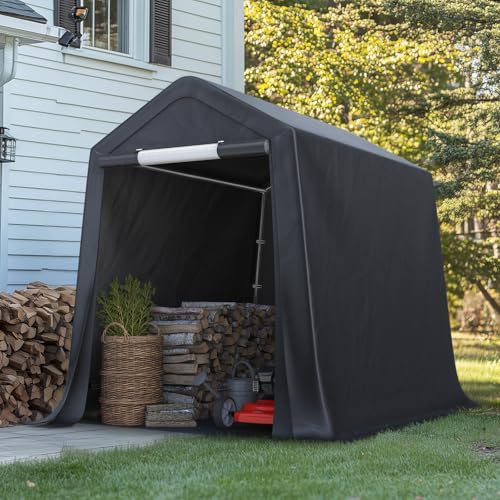 6x8 ft Outdoor Portable Storage Shelter Shed with 2 Roll up Zipper Doors & Vents Carport for Motorcycle Waterproof and UV Resistant Portable Garage Kit Tent