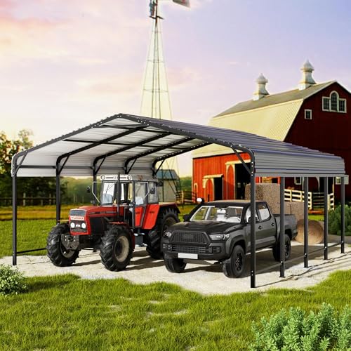 20x20 FT Metal Carport Canopy with Reinforced Base