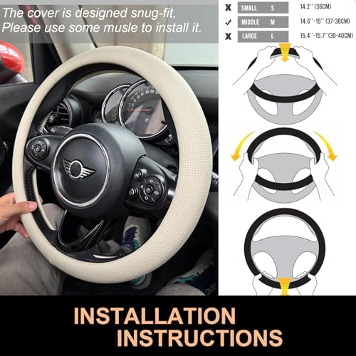 Nappa Leather Steering Wheel Cover Universal 14.5