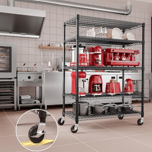 Garage Shelving Wide Storage Shelves 5 Tier Metal Shelves 4000 LBS Heavy Duty Adjustable Utility Shelf Rack Black 23.6" D x 53.1" W x 73.6" H (5 Count)