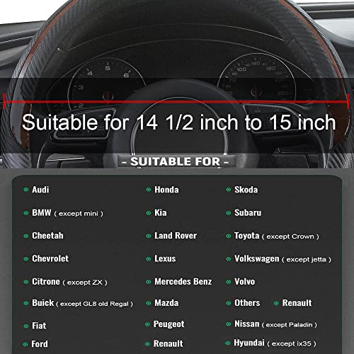 Wood Grain Steering Wheel Cover Black Universal Microfiber Leather