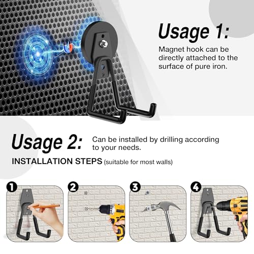 3Pcs Heavy Duty Storage Magnetic Utility Hooks Large Garage Strong Extra Magnet Hooks Hanger with Anti (3 Count)