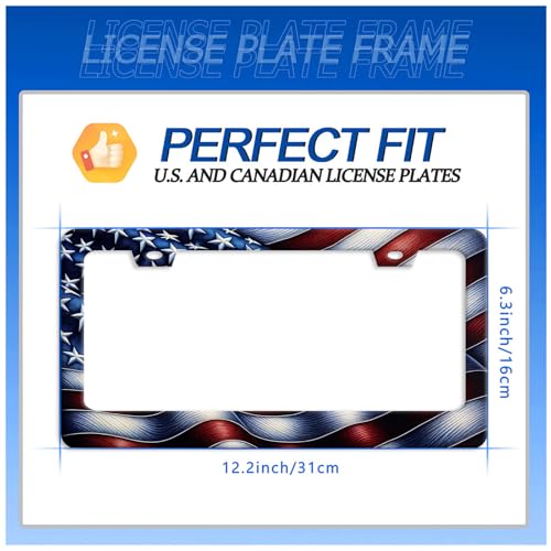 American License Plate Frame Stainless Steel Accessory 12.3 x 6.3 Inch