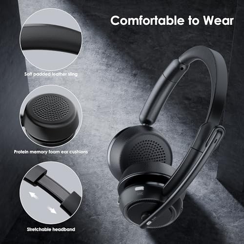 Upgrade ANC & ENC Wireless Headset with Mic for Work
