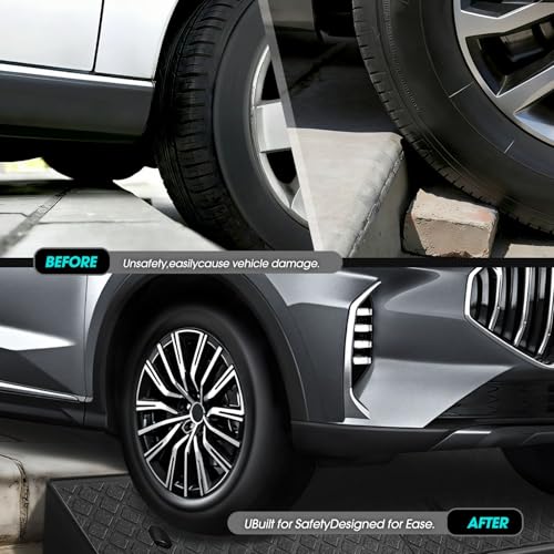 2pcs 2.1" Rise Rubber Curb Ramp Heavy Duty Loading Driveway Ramp Threshold Ramps 38.6" W x 5.9" D x 2.1" H for Loading Dock (2 Count)