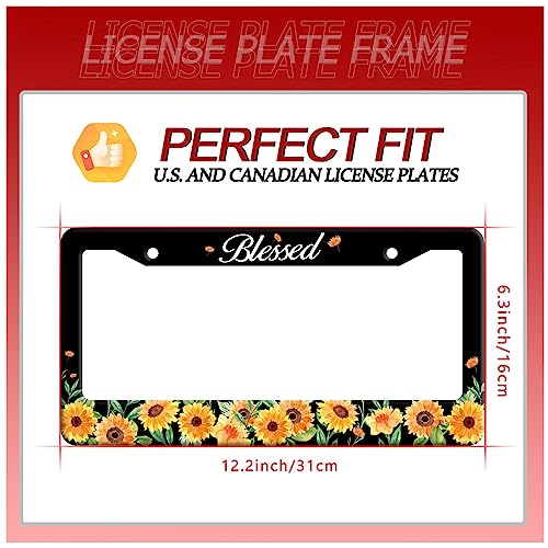 Watercolor Sunflower License Plate Frame Stainless Steel Car Parts 12.3x6.3