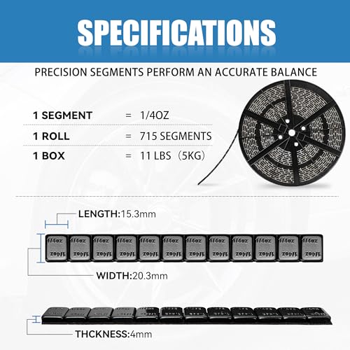 1 4 oz Stick On Wheel Weights 715pcs 5kg Bulk Pack Low Profile Black