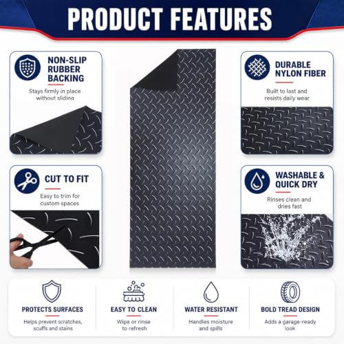 Motorcycle Mat Garage Floor Rug Washable Parking Mats for Garage Floors Non Slip Oil Absorbent Pad Rubber Backing Layer Protects Floor