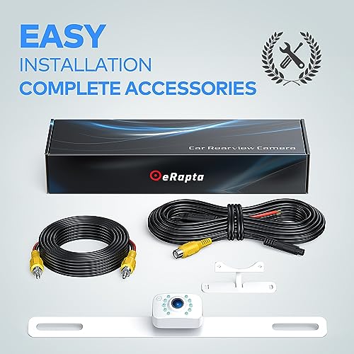 HD eRapta T01B Backup Camera Rear View License Plate Reverse Camera Universal for Pickup Truck Car SUV 149° Perfect Angle Night Vision IP69K Level Waterproof