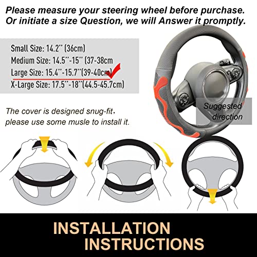 Large Size Comfy Grip Steering Wheel Cover 15.75 Inch