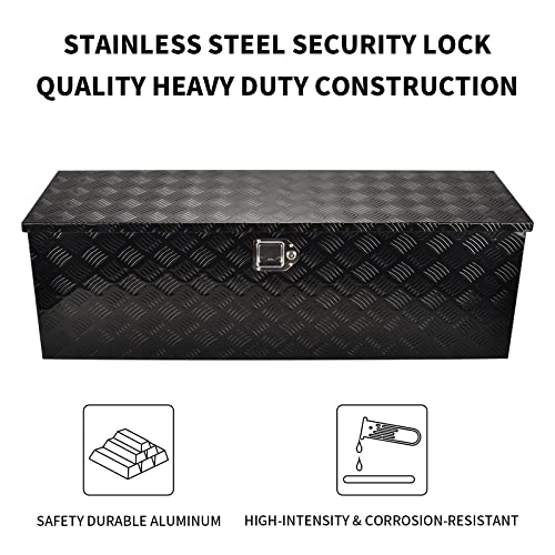 48In Black Aluminum Tool Box 5 Bar Tread ToolBox for Truck Bed Car Outdoor