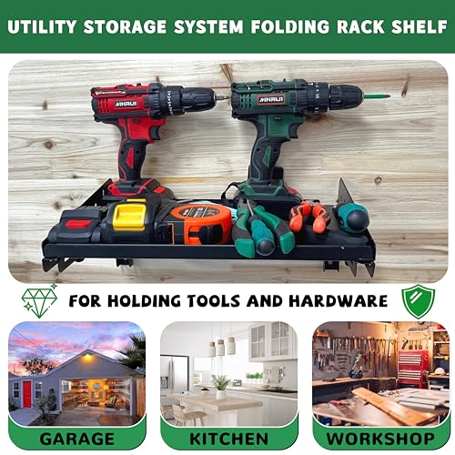 Garage Folding Storage Rack Shelves (2 Count)