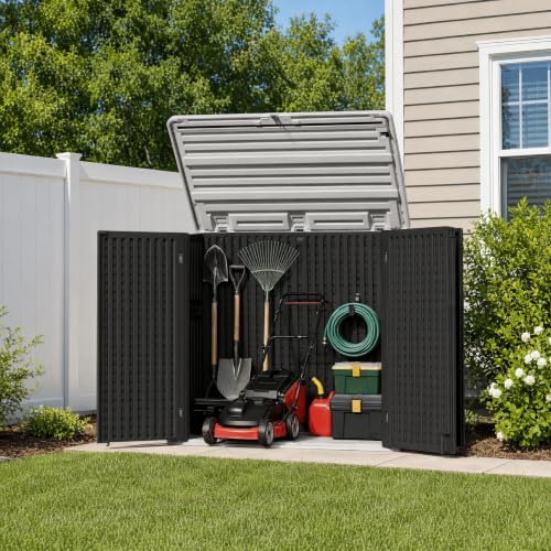Outdoor Storage Cabinet 38 Cu.Ft Horizontal Resin Storage Shed