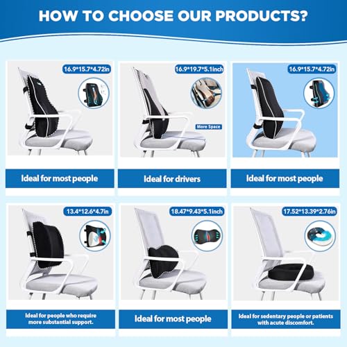 Gel Lumbar Support Pillow for Office Chair Car Gaming Chair Lower Back Pain Relief Back Support