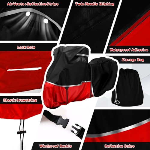 420D Waterproof Motorcycle Cover for Touring Models with Side Top Box