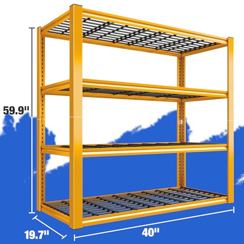 40" W Yellow Garage Shelving with Double (3 Count)