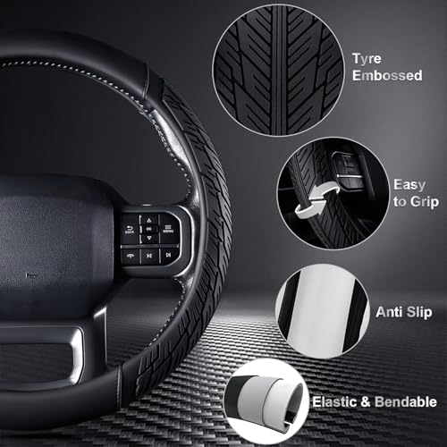 Rubber Leather Steering Wheel Cover Large (4 Count)