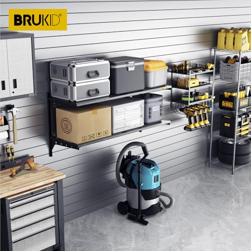 2 Tier 1.3x4ft Garage Shelving Wall Mounted (2 Count)