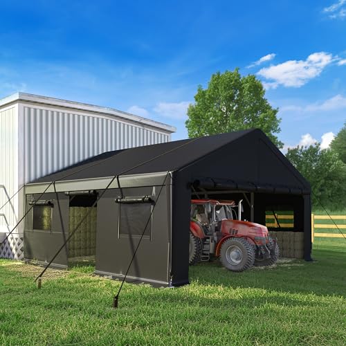 20x20 FT Carport for 2 Car Portable Garage Cover Backyard and Patio