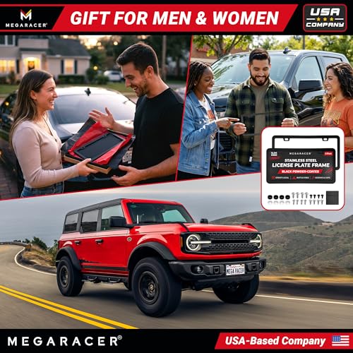 Powder Coated Matte Black Thin License Plate Frames