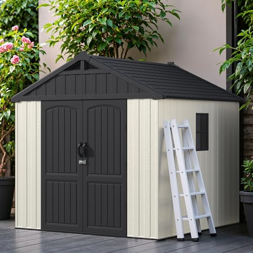 8x8FT Plastic Outdoor Storage Shed with Floor
