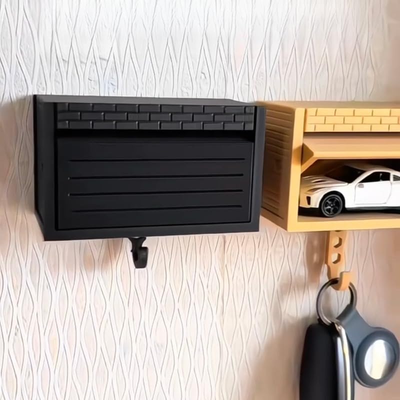 Wall-Mounted Car Display Key Holder, Decorative Garage Model Design, Multiple Colors(No Car) (Stripe-Brown(No Car))
