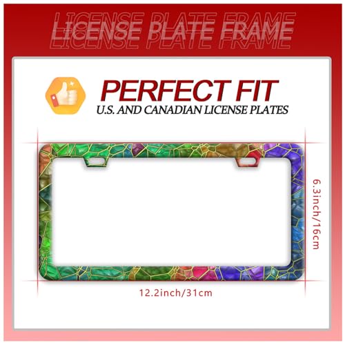 Colored Gemstone Patterns Stainless Steel License Plate Frame for US Cars