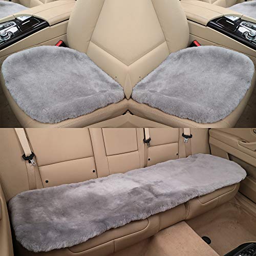 Gray Genuine Sheepskin Car Rear Seat Cover for Fuzzy Back Cushion