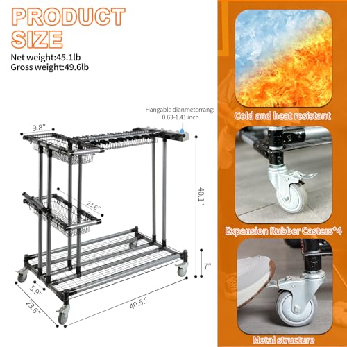 Ultimate Yard Tool Storage Rack with Rolling Casters